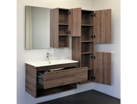 Зеркало-Шкаф «Comforty» Бордо-90, 90x80x19,5см, Дуб Темно-Коричневый (00-00006663CF)