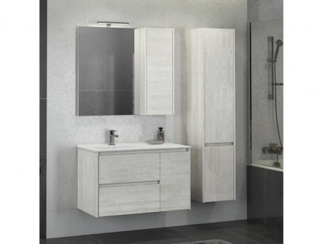 Зеркало-Шкаф «Comforty» Бремен-90, 90x80x15,5см, Дуб Белый (00004142374CF)