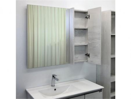 Зеркало-Шкаф «Comforty» Бремен-90, 90x80x15,5см, Дуб Белый (00004142374CF)