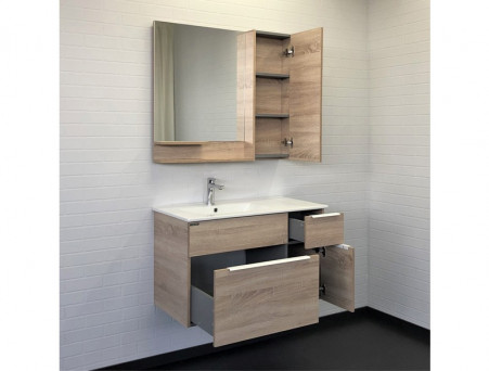 Зеркало-Шкаф «Comforty» Варна-90, 90x80x15см, Дуб Сонома (00-00009918CF)