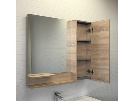 Зеркало-Шкаф «Comforty» Варна-90, 90x80x15см, Дуб Сонома (00-00009918CF)