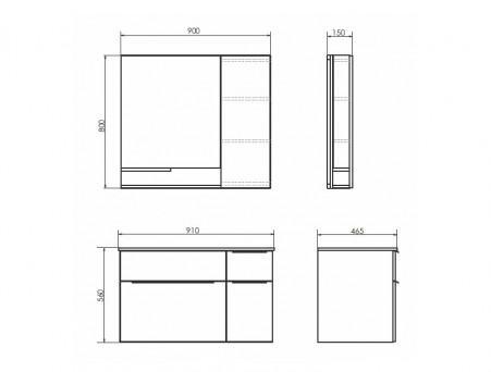 Зеркало-Шкаф «Comforty» Варна-90, 90x80x15см, Дуб Сонома (00-00009918CF)