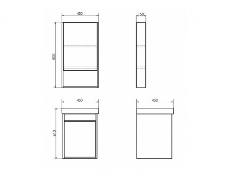 Зеркало-Шкаф «Comforty» Вена-45, 45x80x15см, Дуб Дымчатый (00-00006652CF)