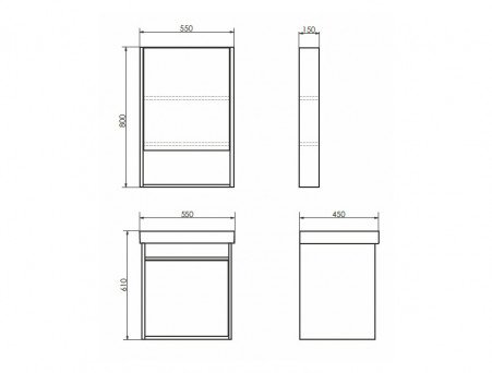 Зеркало-Шкаф «Comforty» Вена-55, 55x80x15см, Дуб Дымчатый (00-00009271CF)