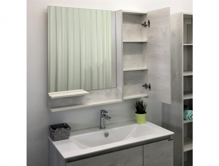 Зеркало-Шкаф «Comforty» Верона-90, 90x80x15см, Дуб Белый (00004136714CF)