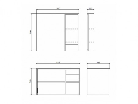Зеркало-Шкаф «Comforty» Гамбург-90, 90x80x15см, Дуб Сонома (00004142227CF)