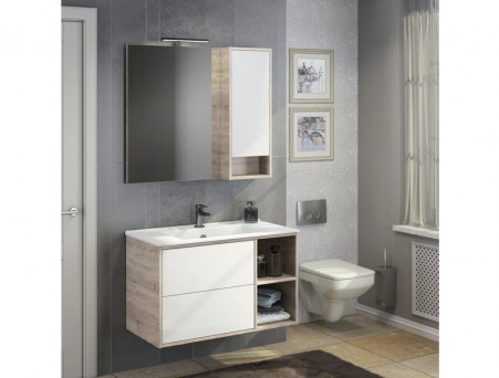 Зеркало-Шкаф «Comforty» Гамбург-90, 90x80x15см, Дуб Сонома (00004142227CF)