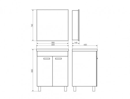 Зеркало-Шкаф «Comforty» Диана-60, 48,5x80x14см, Белый (00003121162CF)