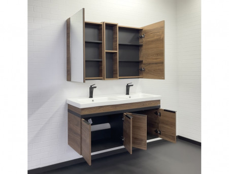 Зеркало-Шкаф «Comforty» Дуэт-50, 48,5x80x14см, Дуб Темно-Коричневый (00-00017203CF)