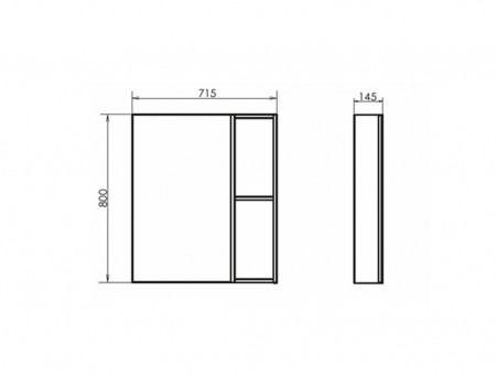Зеркало-Шкаф «Comforty» Дуэт-75, 71,5x8x14,5см, Дуб Темно-Коричневый (00-00017204CF)