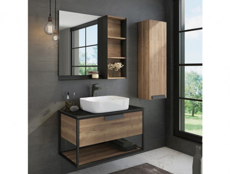 Зеркало-Шкаф «Comforty» Кёльн-75, 73x80x14см, Дуб Темный (00004149061CF)