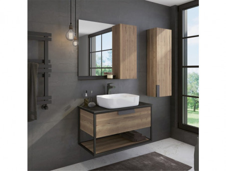Зеркало-Шкаф «Comforty» Кёльн-90, 88x80x14см, Дуб Темный (00004147987CF)