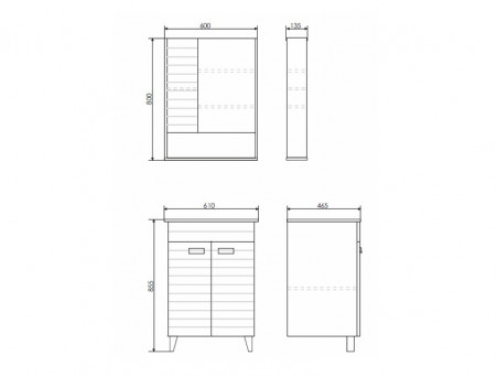 Зеркало-Шкаф «Comforty» Клеон-60, 60x80x13,5см, Дуб Дымчатый (00-00002045CF)