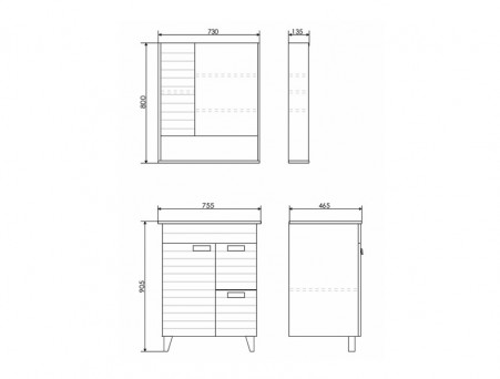 Зеркало-Шкаф «Comforty» Клеон-70, 73x80x13,5см, Дуб Дымчатый (00-00004755CF)