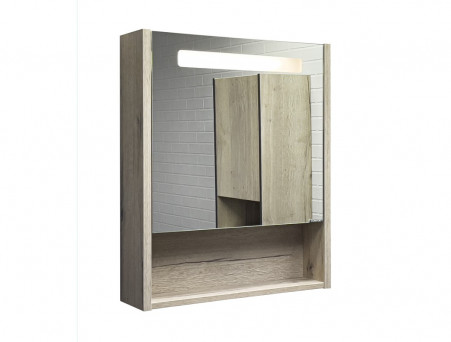 Зеркало-Шкаф «Comforty» Марио-60, LED Подсветка, 59,5x70x14см, Дуб Дымчатый (00-00015518CF)