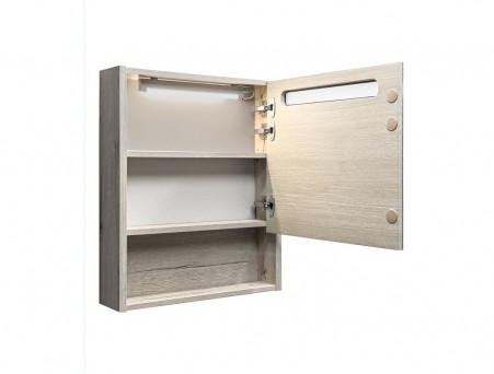 Зеркало-Шкаф «Comforty» Марио-60, LED Подсветка, 59,5x70x14см, Дуб Дымчатый (00-00015518CF)