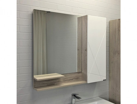 Зеркало-Шкаф «Comforty» Мерано-90, 90x80x15см, Дуб Дымчатый (00-00008508CF)