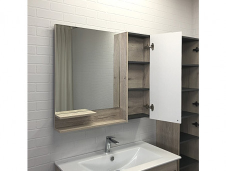 Зеркало-Шкаф «Comforty» Мерано-90, 90x80x15см, Дуб Дымчатый (00-00008508CF)