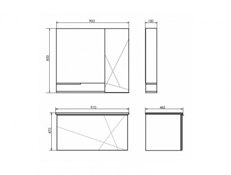 Зеркало-Шкаф «Comforty» Мерано-90, 90x80x15см, Дуб Дымчатый (00-00008508CF)
