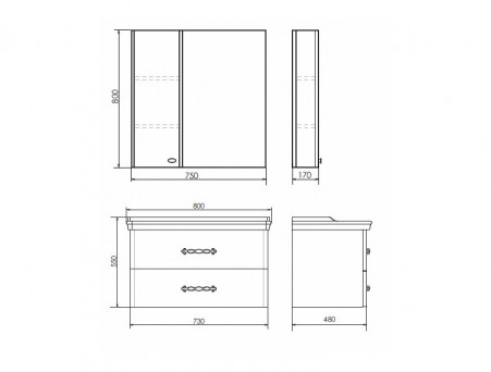 Зеркало-Шкаф «Comforty» Неаполь-80, 80x75x17см, Белый (00004147561CF)