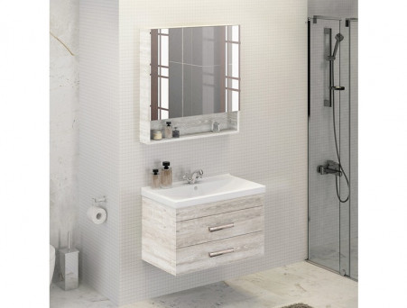 Зеркало-Шкаф «Comforty» Никосия-80, 80x80x13,5см, Дуб Белый (00004138838CF)