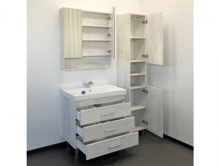 Зеркало-Шкаф «Comforty» Никосия-80, 80x80x13,5см, Дуб Белый (00004138838CF)