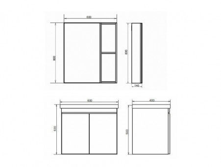 Зеркало-Шкаф «Comforty» Осло-60, 60x80x14см, Бетон Светлый (00-00006490CF)