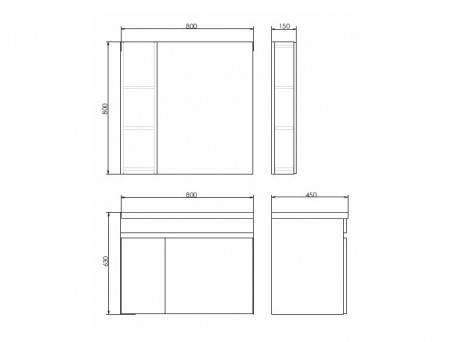 Зеркало-Шкаф «Comforty» Осло-80, 80x80x15см, Бетон Светлый (00-00006508CF)