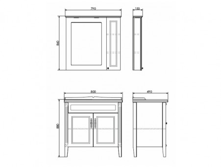 Зеркало-Шкаф «Comforty» Палермо-80, 79x86x15см, Белый (00004139246CF)