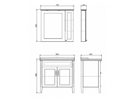 Зеркало-Шкаф «Comforty» Палермо-80, 79x86x15см, Белый (00004143508CF)