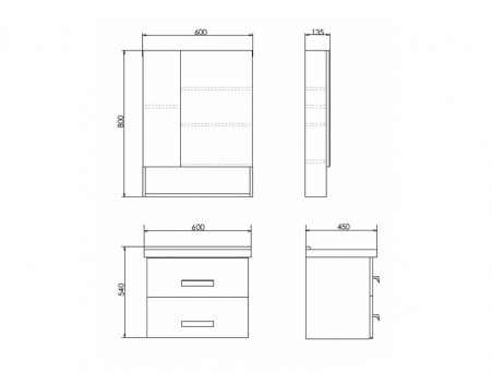 Зеркало-Шкаф «Comforty» Парма-60, 60x80x16,5см, Дуб Дымчатый (00004143488CF)