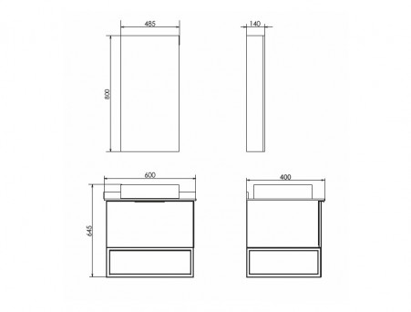 Зеркало-Шкаф «Comforty» Порто-50, 48,5x80x14см, Дуб Дымчатый (00-00009233CF)