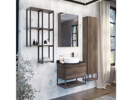 Зеркало-Шкаф «Comforty» Порто-50, 48,5x80x14см, Дуб Темно-Коричневый (00-00009323CF)