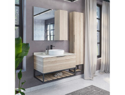 Зеркало-Шкаф «Comforty» Порто-90, 90x80x15см, Дуб Дымчатый (00-00009443CF)