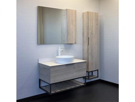 Зеркало-Шкаф «Comforty» Порто-90, 90x80x15см, Дуб Дымчатый (00-00009443CF)