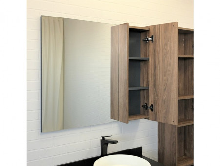 Зеркало-Шкаф «Comforty» Порто-90, 90x80x15см, Дуб Темно-Коричневый (00-00009232CF)