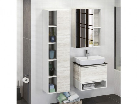 Зеркало-Шкаф «Comforty» Прага-60, 60x80x14см, Дуб Белый (00004147599CF)