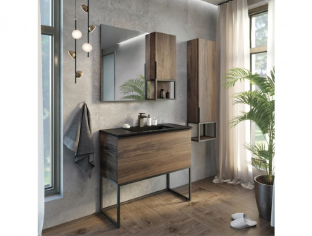 Зеркало-Шкаф «Comforty» Равенна-90, 88x80x15,5см, Дуб Темно-Коричневый (00-00006656CF)