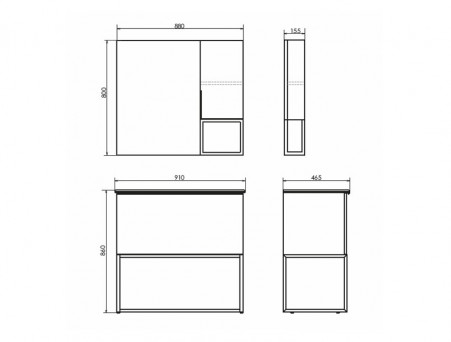Зеркало-Шкаф «Comforty» Равенна-90, 88x80x15,5см, Дуб Темно-Коричневый (00-00006656CF)