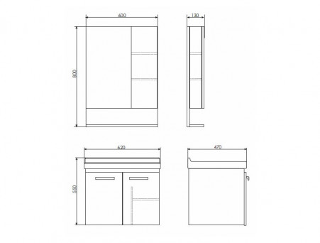 Зеркало-Шкаф «Comforty» Рига-60, 60x80x13см, Дуб Сонома (00004142211CF)