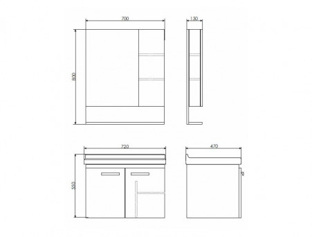 Зеркало-Шкаф «Comforty» Рига-70, 70x80x13см, Дуб Сонома (00004142212CF)