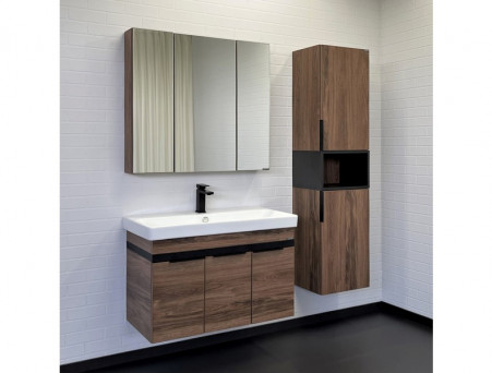 Зеркало-Шкаф «Comforty» Соло-90, 88x80x15см, Дуб Темно-Коричневый (00-00010980CF)