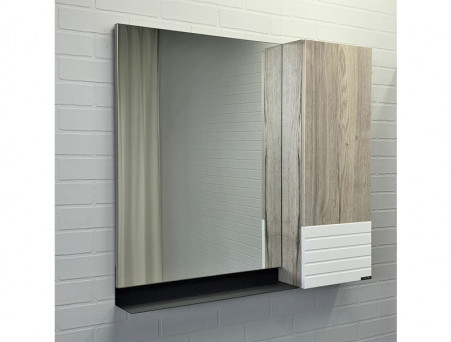 Зеркало-Шкаф «Comforty» Страсбург-90, 90x80x14см, Дуб Дымчатый (00-00006573CF)