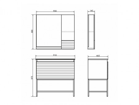 Зеркало-Шкаф «Comforty» Страсбург-90, 90x80x14см, Дуб Дымчатый (00-00006573CF)