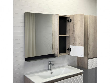 Зеркало-Шкаф «Comforty» Страсбург-90, 90x80x14см, Дуб Дымчатый (00-00006573CF)