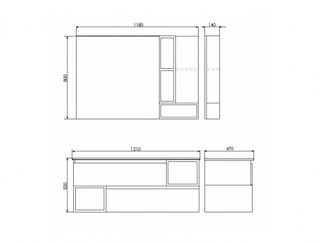 Зеркало-Шкаф «Comforty» Турин-120, 118x80x14см, Дуб Бежевый (00004137136CF)