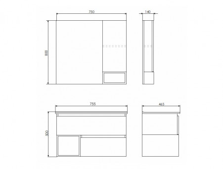 Зеркало-Шкаф «Comforty» Турин-75, 75x80x14см, Дуб Бежевый (00004144198CF)