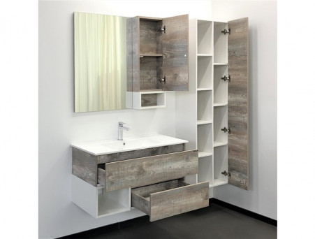 Зеркало-Шкаф «Comforty» Турин-90, 88x80x14см, Дуб Бежевый (00004136265CF)