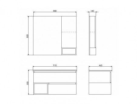 Зеркало-Шкаф «Comforty» Турин-90, 88x80x14см, Дуб Бежевый (00004136265CF)