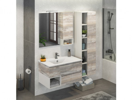 Зеркало-Шкаф «Comforty» Турин-90, 88x80x14см, Дуб Бежевый (00004136265CF)